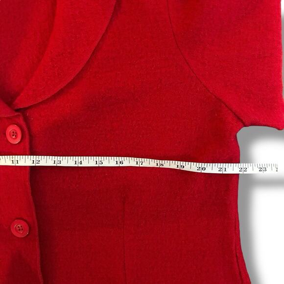 Chico's Wool Jacket Size 2 (L) Red Boiled Wool Three Button Shawl Collar FLAW - Picture 4 of 5